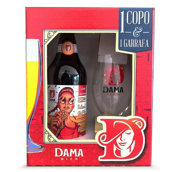 KIT 1 COPO E 1 GARRAFA PILSEN 600ML DAMA