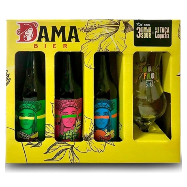KIT CERVEJA DAMA BIER CATHARINA SOUR C/3 355ML + TACA