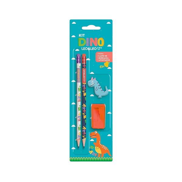 KIT ESCOLAR DINO LEOELEO COM 4 PC