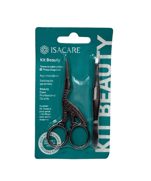 KIT TESOURA+PINCA INOX ISACARE 1UN