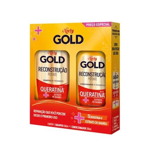 SHAMPOO + CONDICIONADOR NIELY GOLD RECONSTRUÇÃO POTENTE