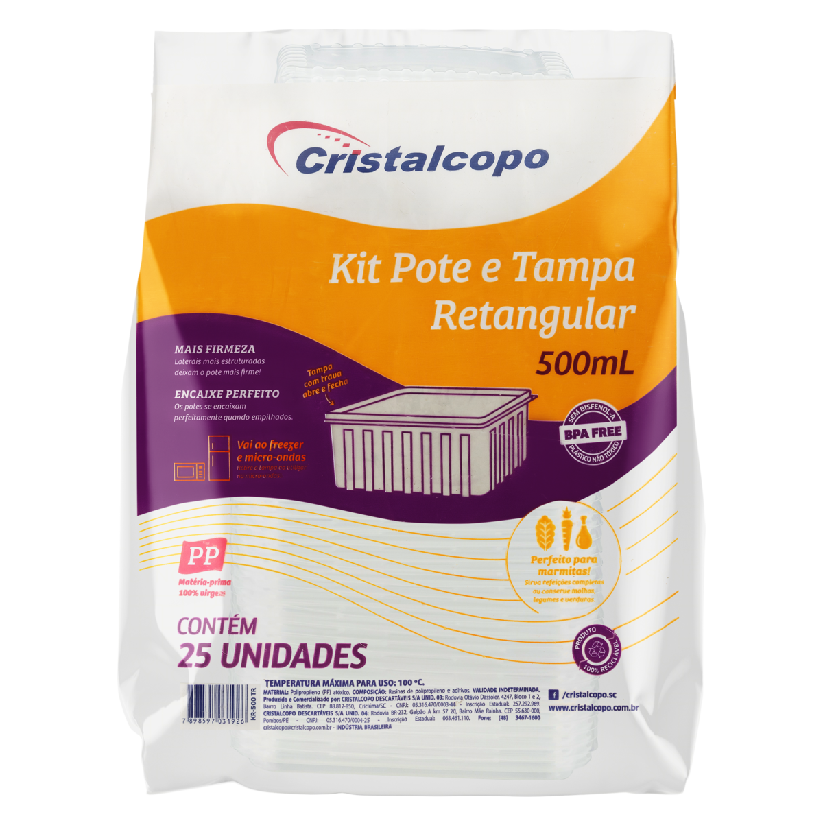 POTE DESCARTAVEL CRISTALCOPO C T 25X500ML