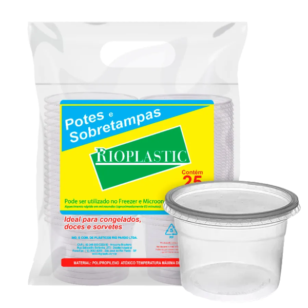 POTE DE PLASTICO RED COM TAMPA C/25 200ML