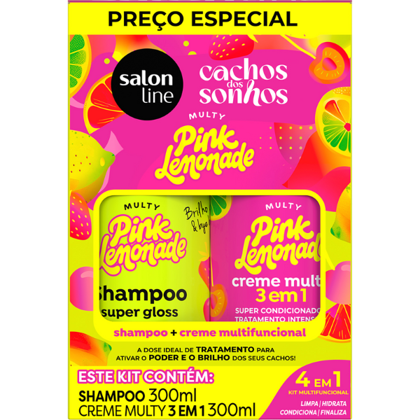 KIT SH 300ML+CREME 300ML SALON LINE PINK LEMONADE