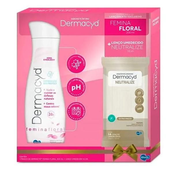 KIT DERMACYD FEMINA FLORAL 200ML+LENCO