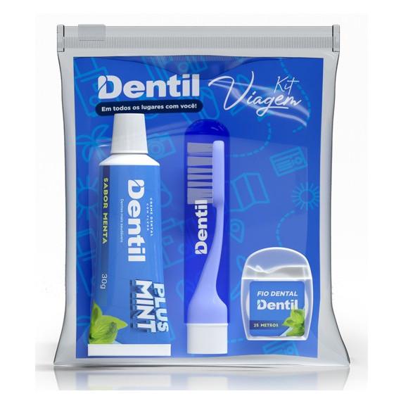 KIT VIAGEM DENTIL AZUL ( CREME+FIO+ ESCOVA DENTAL )