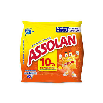 ESPONJA DE ACO ASSOLAN C 8UN 10%DED 45G
