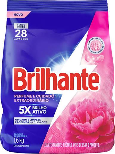 LAVA ROUPAS BRILHANTE 1,6KG SACHE CUIDADO EXTRA NF