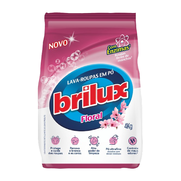 LAVA ROUPAS PO FLORAL  BRILUX 4kg