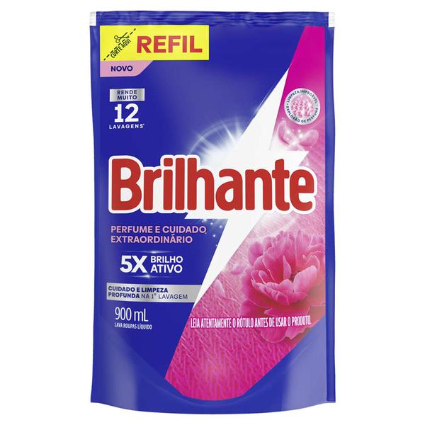 LAVA ROUPAS LIQUIDO BRILHANTE PERFUME E CUIDADO EXTRAORDINARIO SACHE 900ML