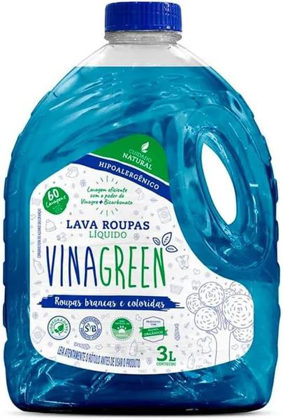 LAVA ROUPAS LIQ. VINAGREEN BRANCAS E COLORIDAS 3L