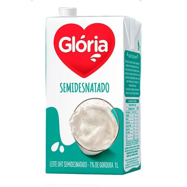 LEITE UHT GLORIA SEMI DESNATADO C/ TAMPA 1L