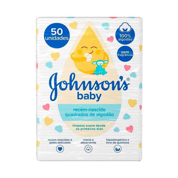 ALGODAO JHONSON BABY QUADRADO C/50UNDS