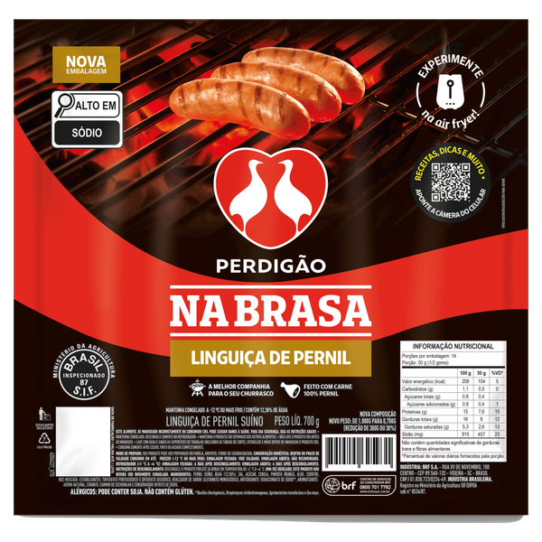 Linguiça Perdigão Na Brasa Pernil Pacote Congelada 700g