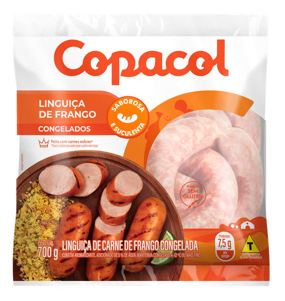 Linguica Frango Cong 700g Grossa Copacol