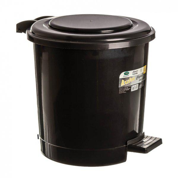 LIXEIRA ELEGANCE PRETA COM PEDAL PLASMARC 7.5 L