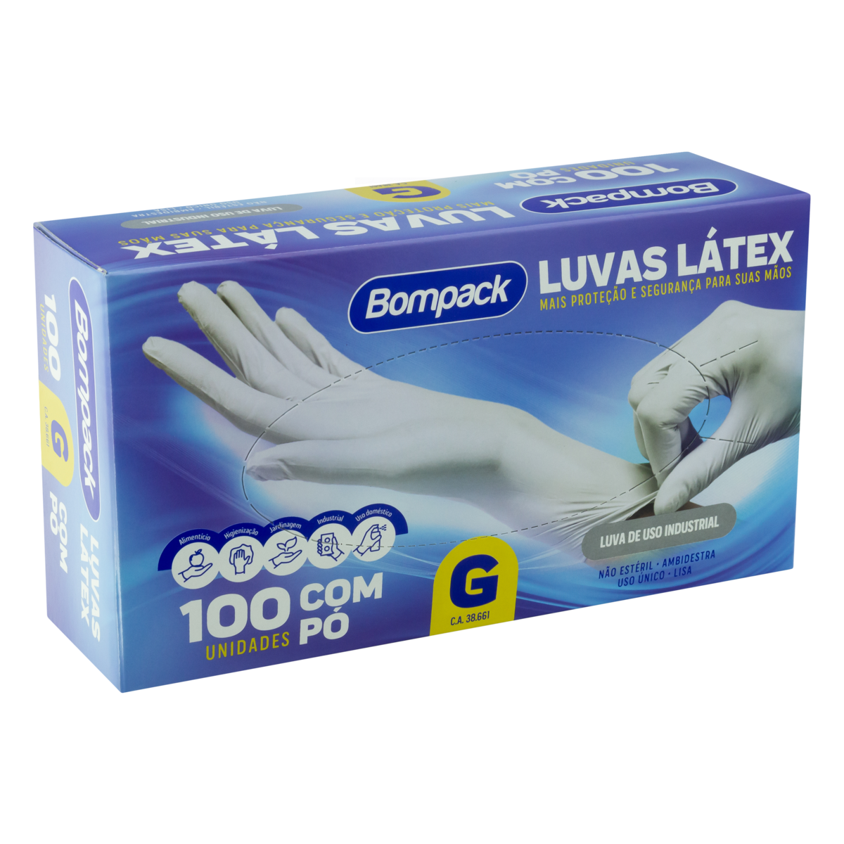 LUVA LATEX BOMPACK G C PO C 100