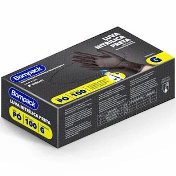 LUVA NITRILICA PRETA G(9) BOMPACK CXT100UN