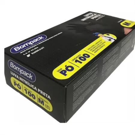 LUVA NITRILICA BOMPACK PT M C100