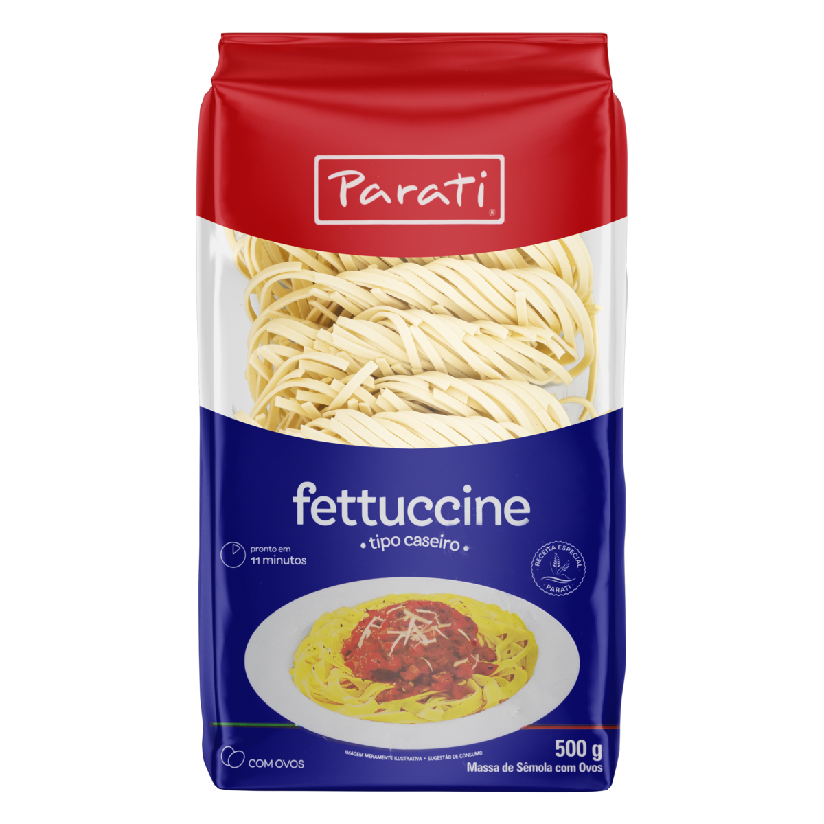 Macarrão de Sêmola com Ovos Caseiro Fettuccine Parati Pacote 500g