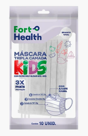 MASCARA TRIPLA FORT KIDS BRANCA C/10 