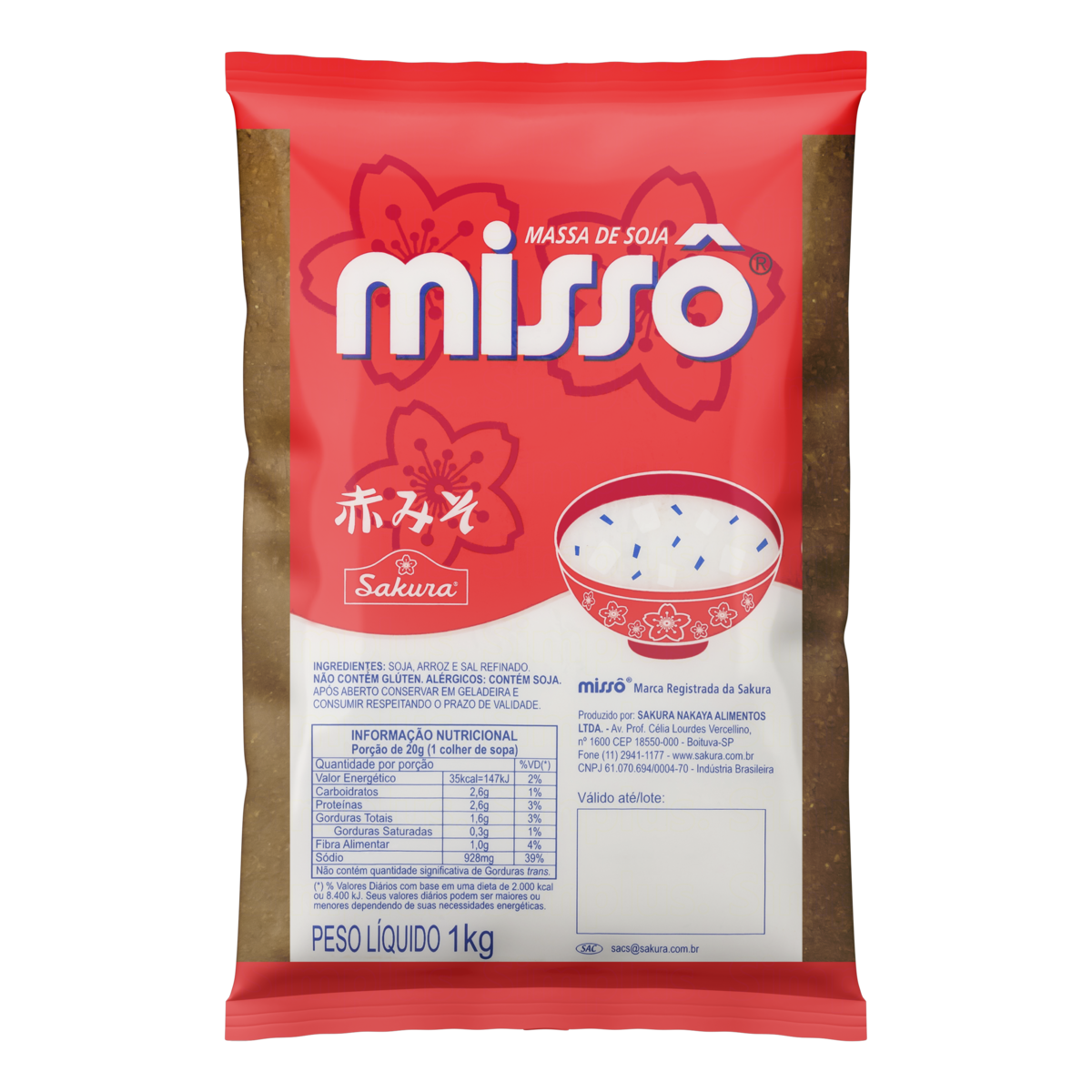 MASSA DE SOJA SAKURA 1KG MISSO AKA