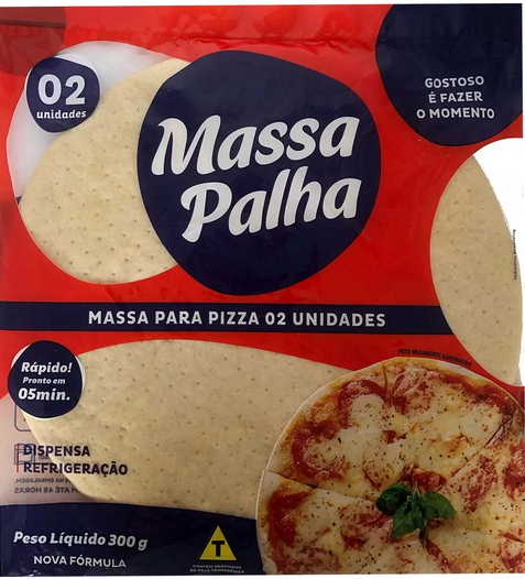 MASSA PARA PIZZA MASSA PALHA 300G C/02 UNIDADES UNIDADE