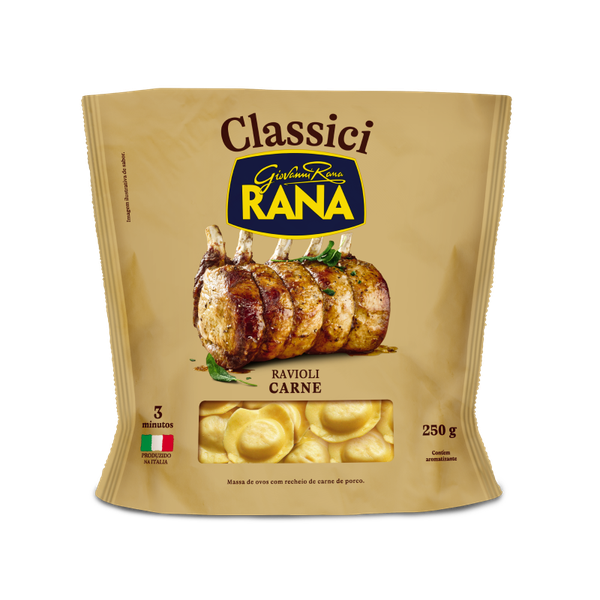 MASSA RAVIOLI CARNE RANA 250GR