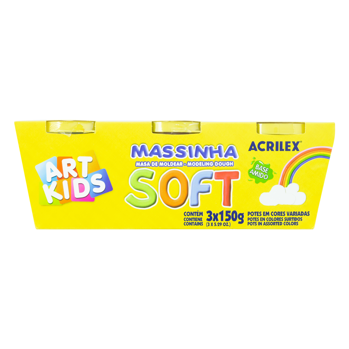 Massa Modelar Soft C/3 Potes Acrilex 150g-07303-Acrilex Prioritário