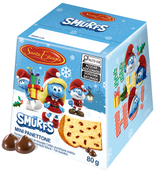 mini panettone santa edwiges smurfs 80g gotas chocolate