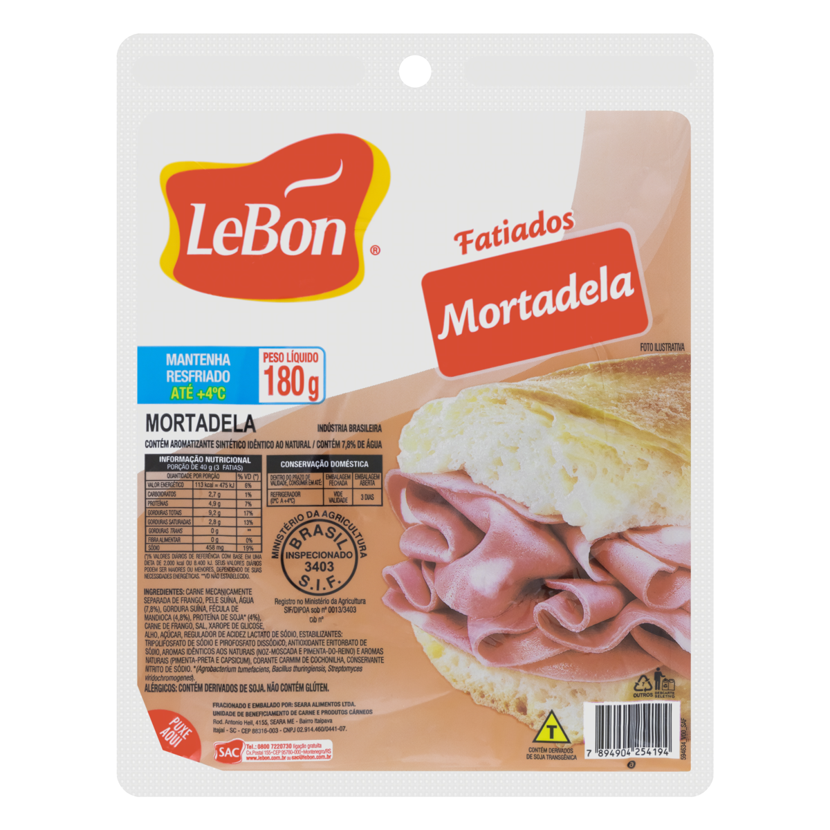 MORTAD LEBON FATIADA C/T 180G