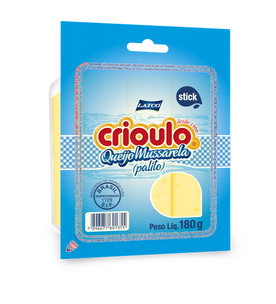 QUEIJO MUSSARELA PALITO 180G CRIOUL