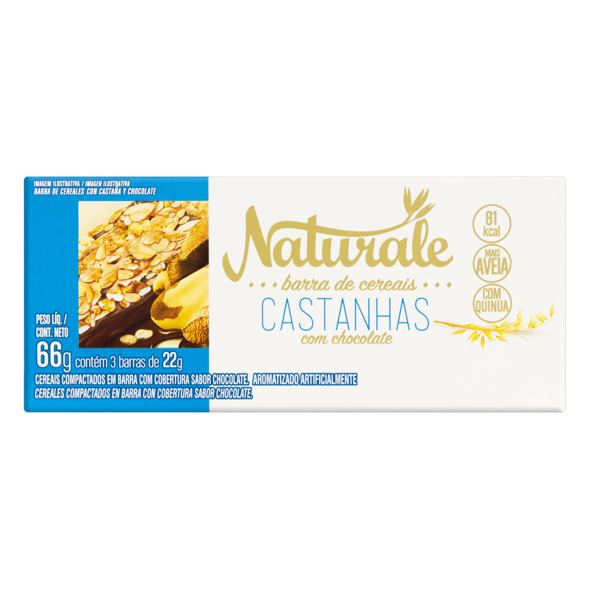 Barra De Cereal Naturale 66g Castanha C/Chocolate