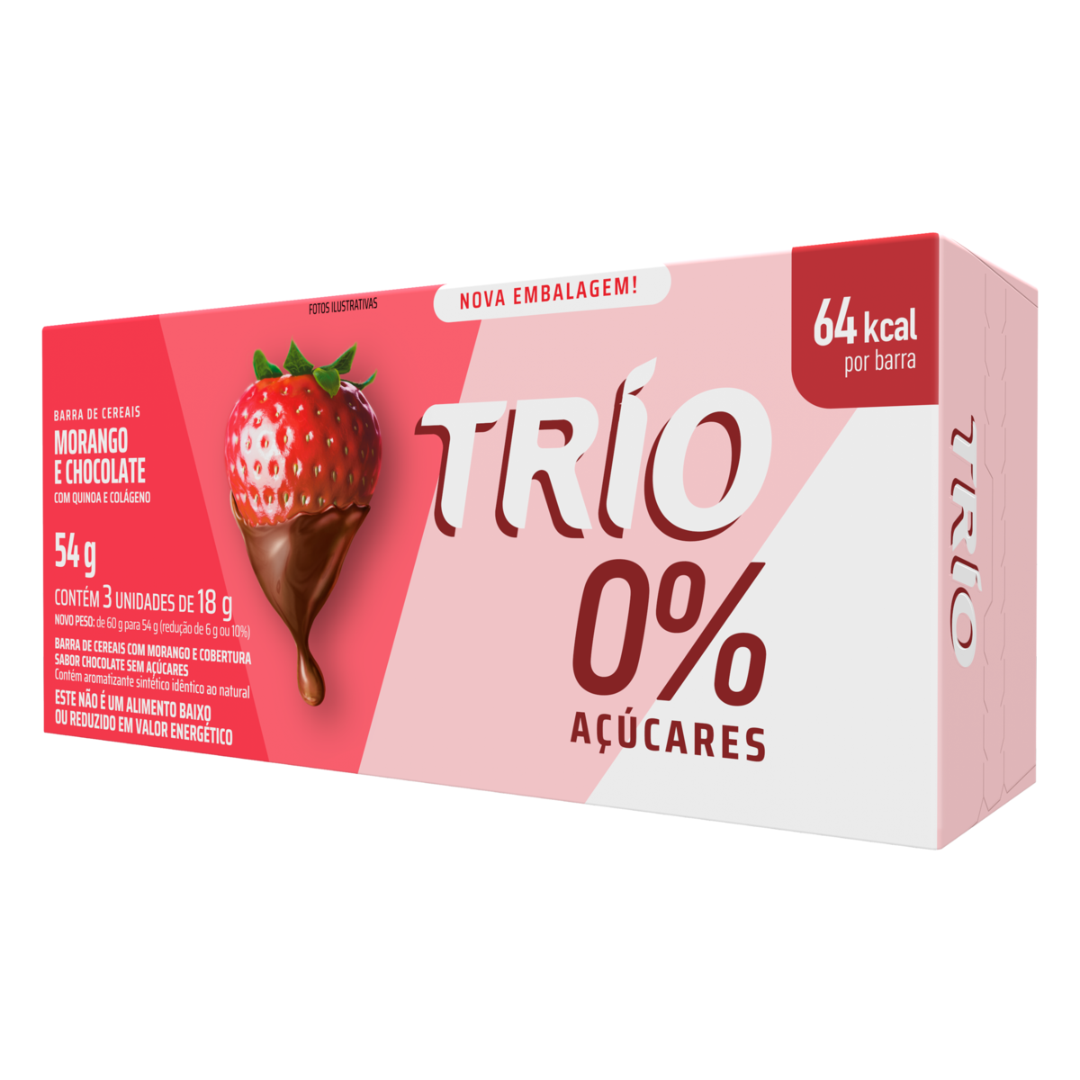 BARRA DE CEREAL TRIO ZERO MORANGO E CHOCOLATE 54G