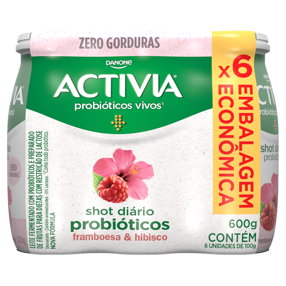 LEITE FERM.ACTIVIA SHOT FRAMBOESA 600G