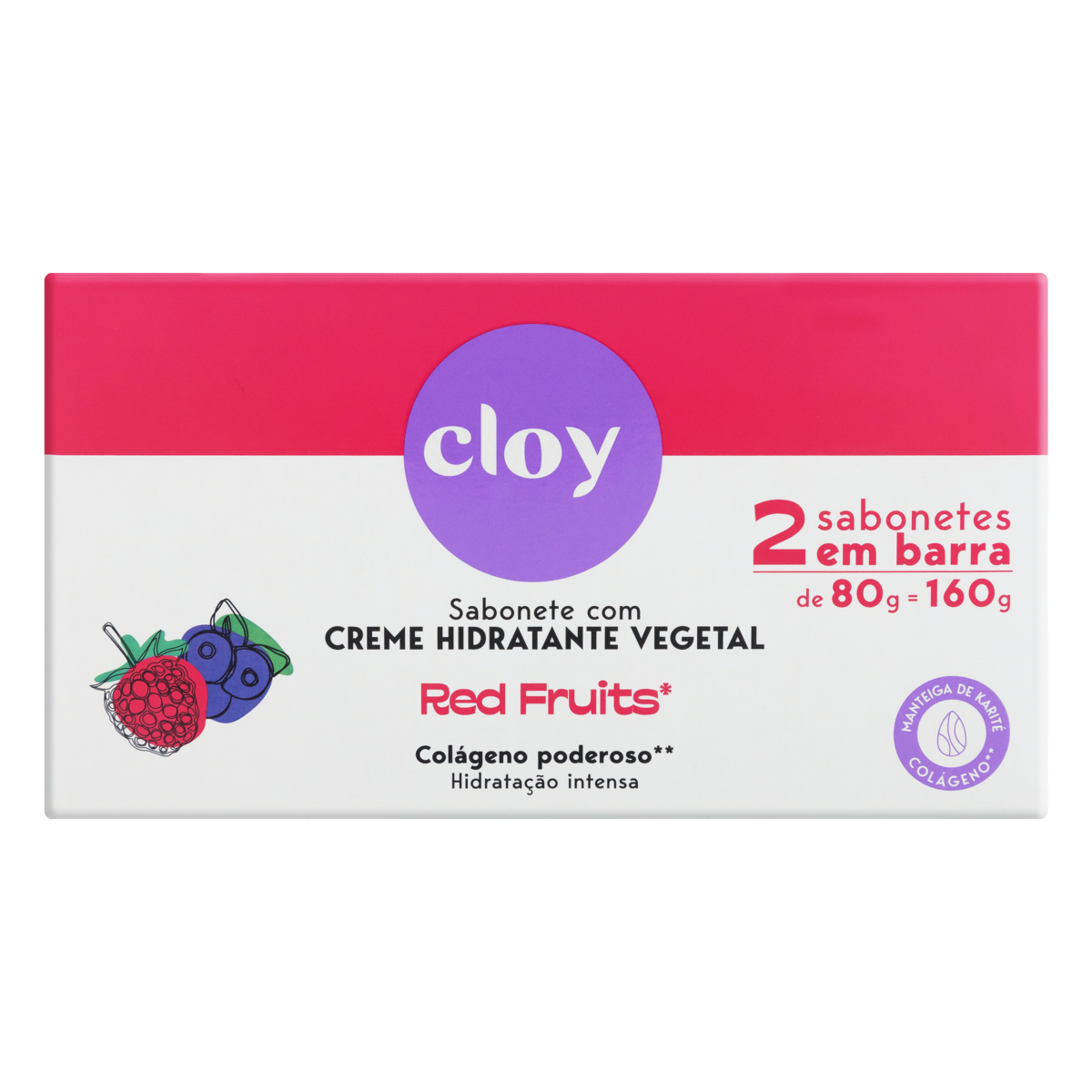 SABONETE CLOY CREME HID 2X80GR RED FRUITS