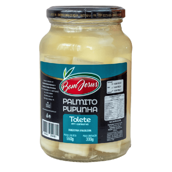 Palmito Em Conserva 300g Tolete Bom Jesus