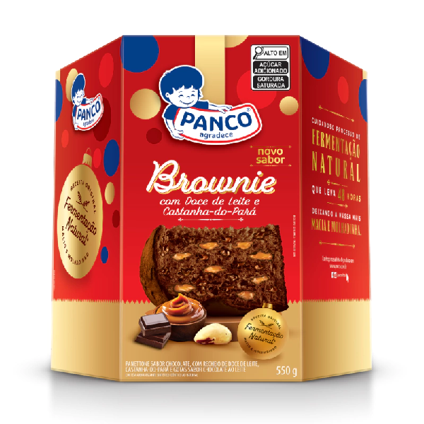 Panettone Panco Brownie  550gr Doce De Leite Com Castanha Do Para