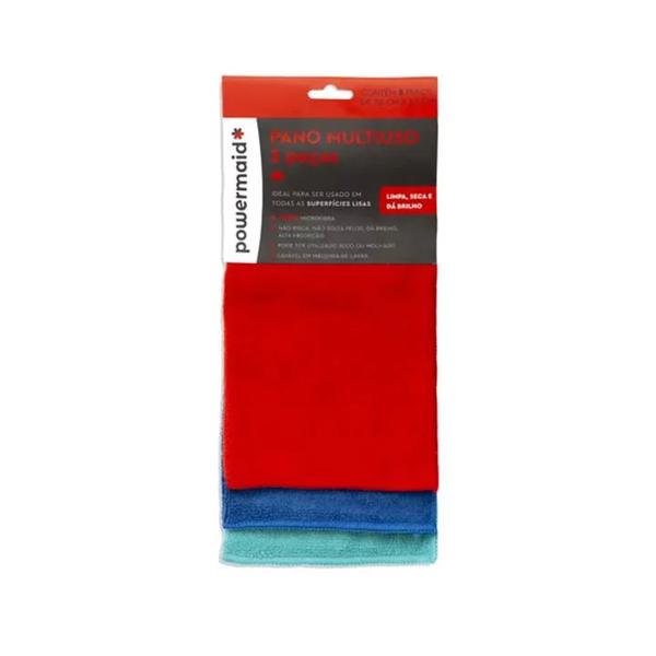 PANO POWERMAID MULTIUSO C/3 VERM/AZUL/VERD