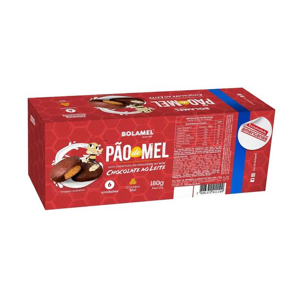 PAO DE MEL BOLAMEL COB.CHOCOLATE AO LEITE 180G