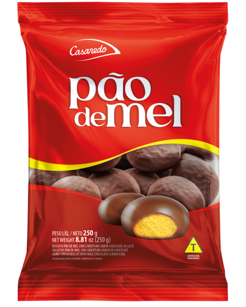 BISCOITO CASAREDO PAO MEL COB. CHOCOLATE 250GR
