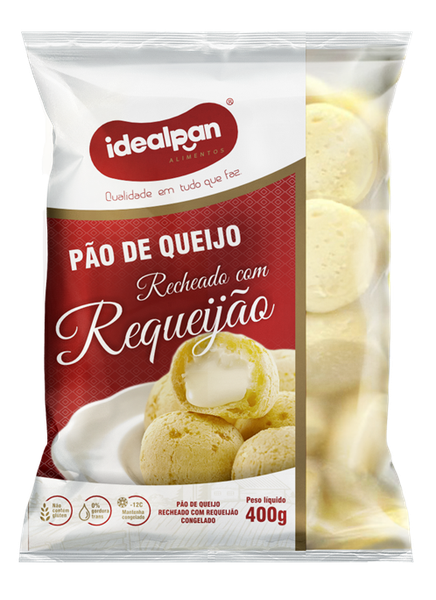 PAO QUEIJO RECHEADO REQUEIJAO IDEALPAN 400G