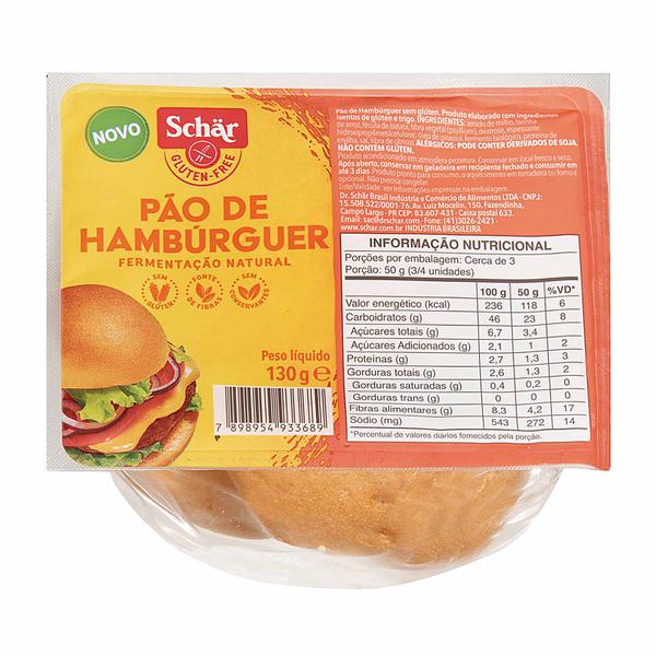 Pão de Hamburguer Schar Sem Glúten Sem Lactose 120g
