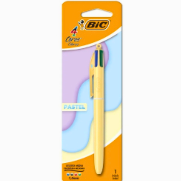 CANETA BIC 4 CORES PASTEL C/1
