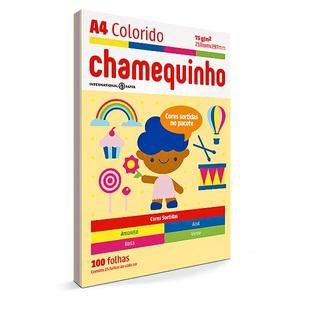 FOLHA A4 CHAMEQUINHO COLORIDA C/100