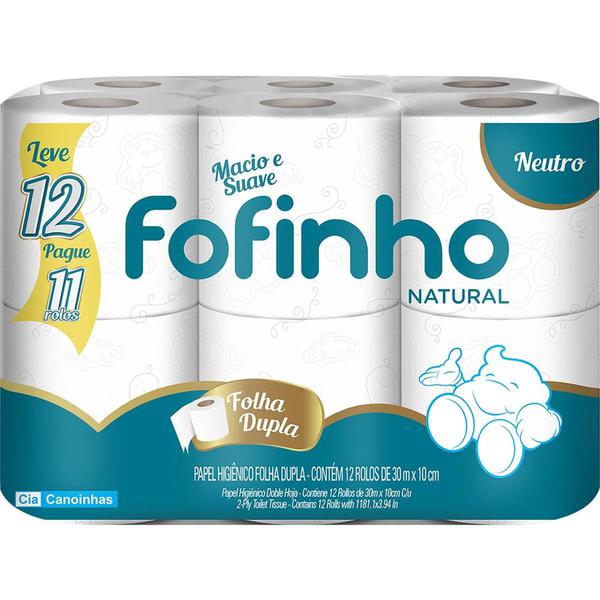 Papel Hig Fl Dp 30m Natural Fofinho 12un