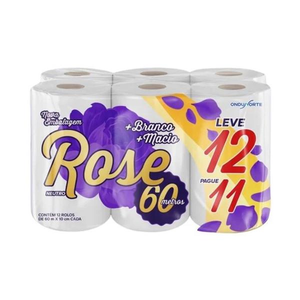 PAPEL HIGIENICO ROSE L12P11 20MTS FOLHA SIMPLES 