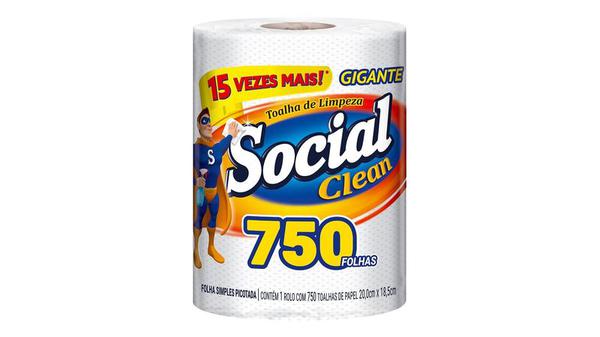 PAPEL TOALHA SOCIAL CLEAN GIGANTE 750FLS