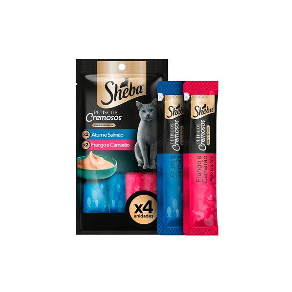 Alimento Sheba Creme Misto Salmao/Frango C/4