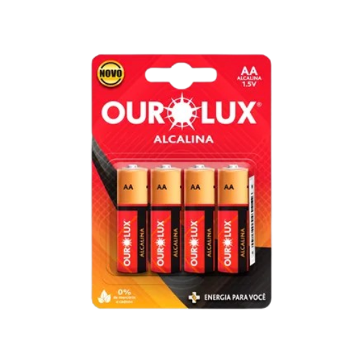 PILHA ALCALINA OUROLUX AA CT/4UN 1X10 ~